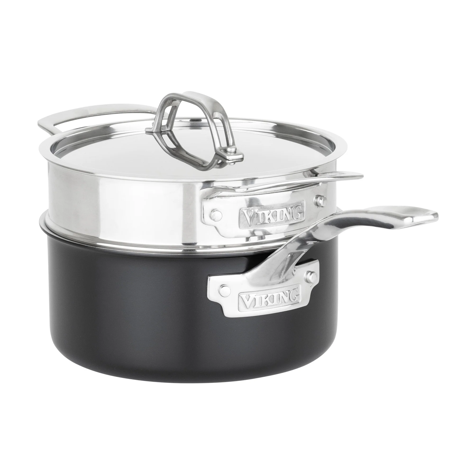 Viking 12pc 3-Ply Cast Black Exterior Stainless Steel Cookware Set with Metal Lids - Image 11