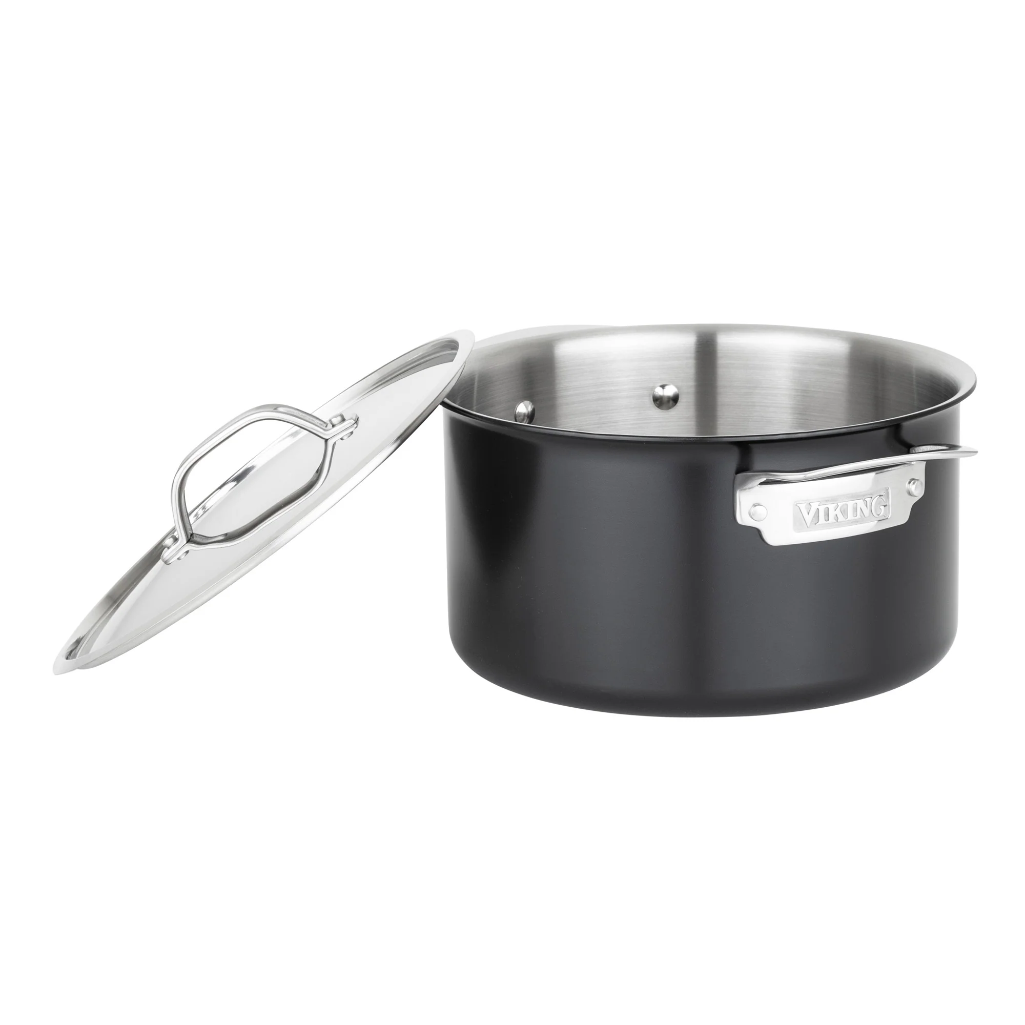 Viking 12pc 3-Ply Cast Black Exterior Stainless Steel Cookware Set with Metal Lids - Image 12