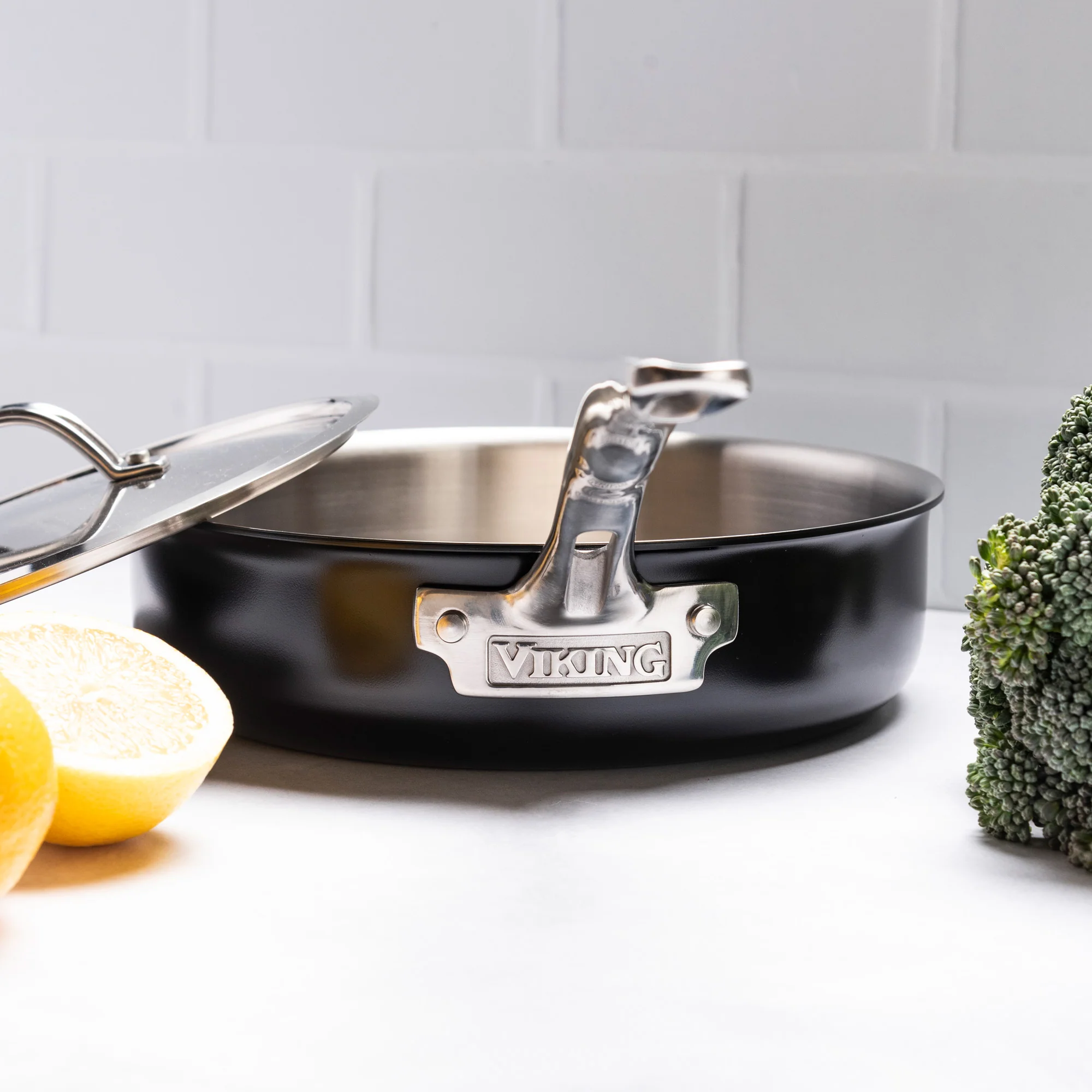 Viking 12pc 3-Ply Cast Black Exterior Stainless Steel Cookware Set with Metal Lids - Image 6