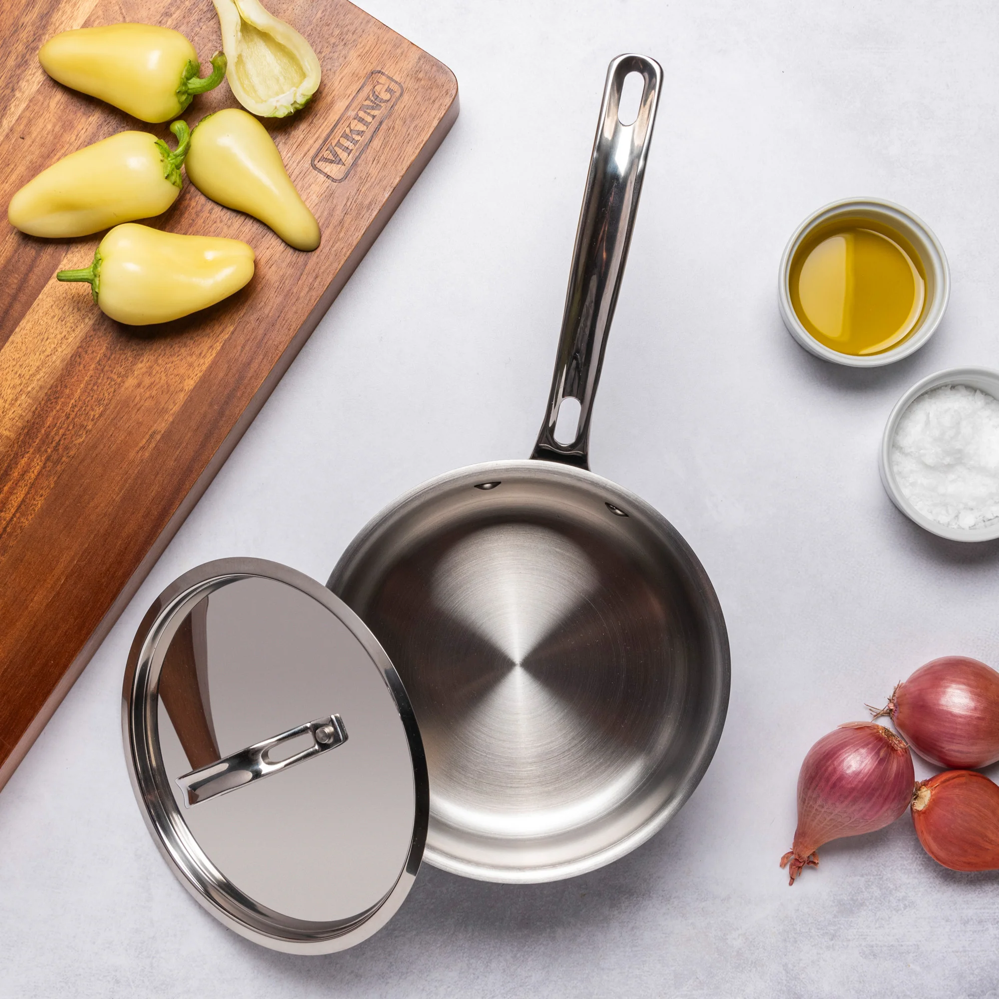 Viking 12pc 3-Ply Cast Black Exterior Stainless Steel Cookware Set with Metal Lids - Image 8