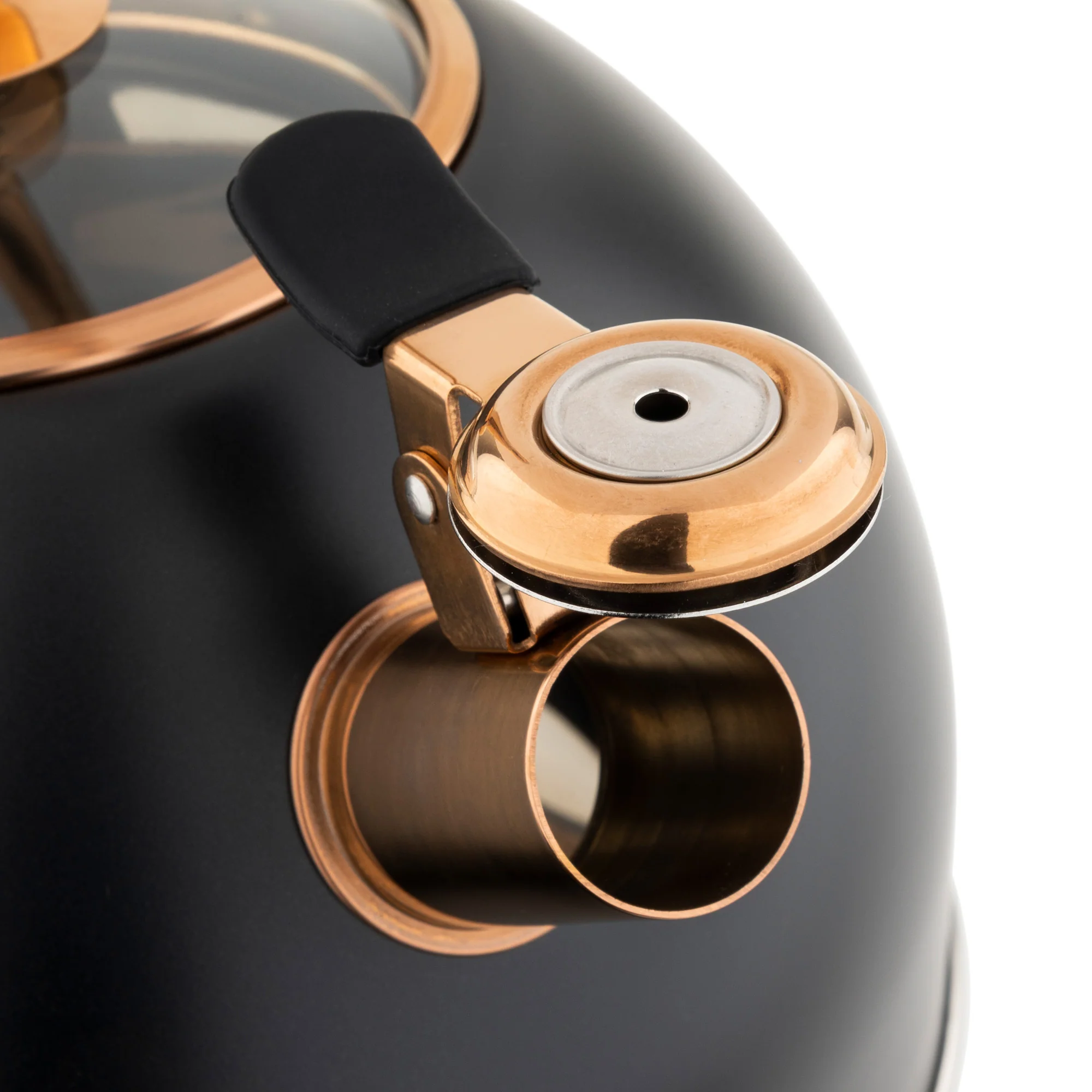 Viking 2.6-Quart Matte Black and Copper Stainless Steel Whistling Kettle with 3-Ply Base - Image 7