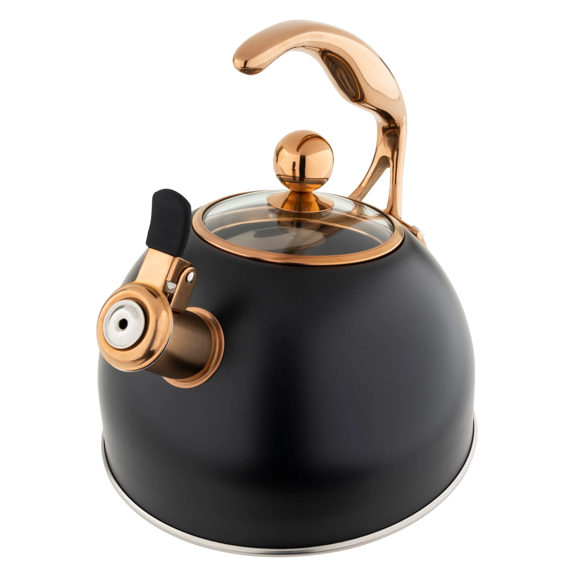 Viking 2.6-Quart Matte Black and Copper Stainless Steel Whistling Kettle with 3-Ply Base - Image 8