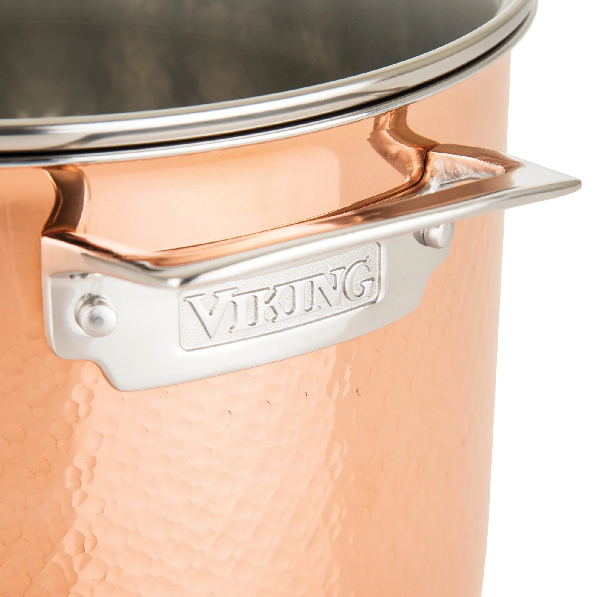 Viking 3-Ply Hammered Copper Clad 10-Piece Cookware Set with Glass Lids - Image 16
