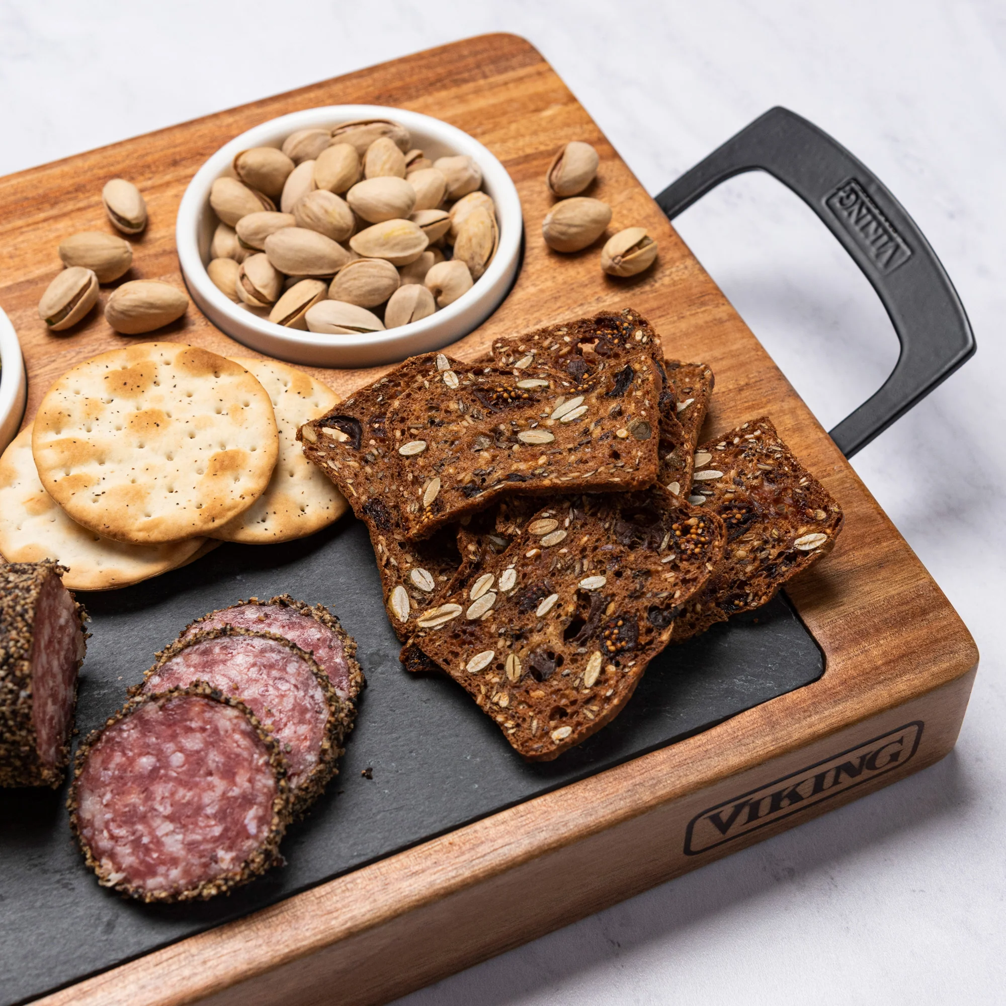 Viking 7-Piece Acacia Wood Slate Cheese Board Set - Image 11