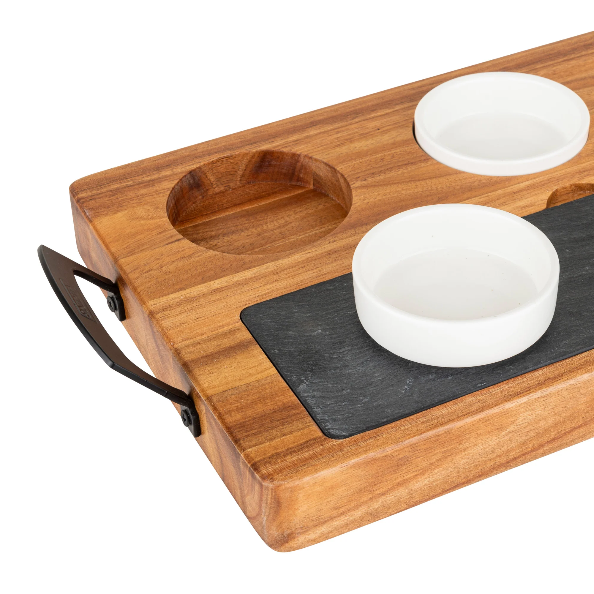 Viking 7-Piece Acacia Wood Slate Cheese Board Set - Image 7