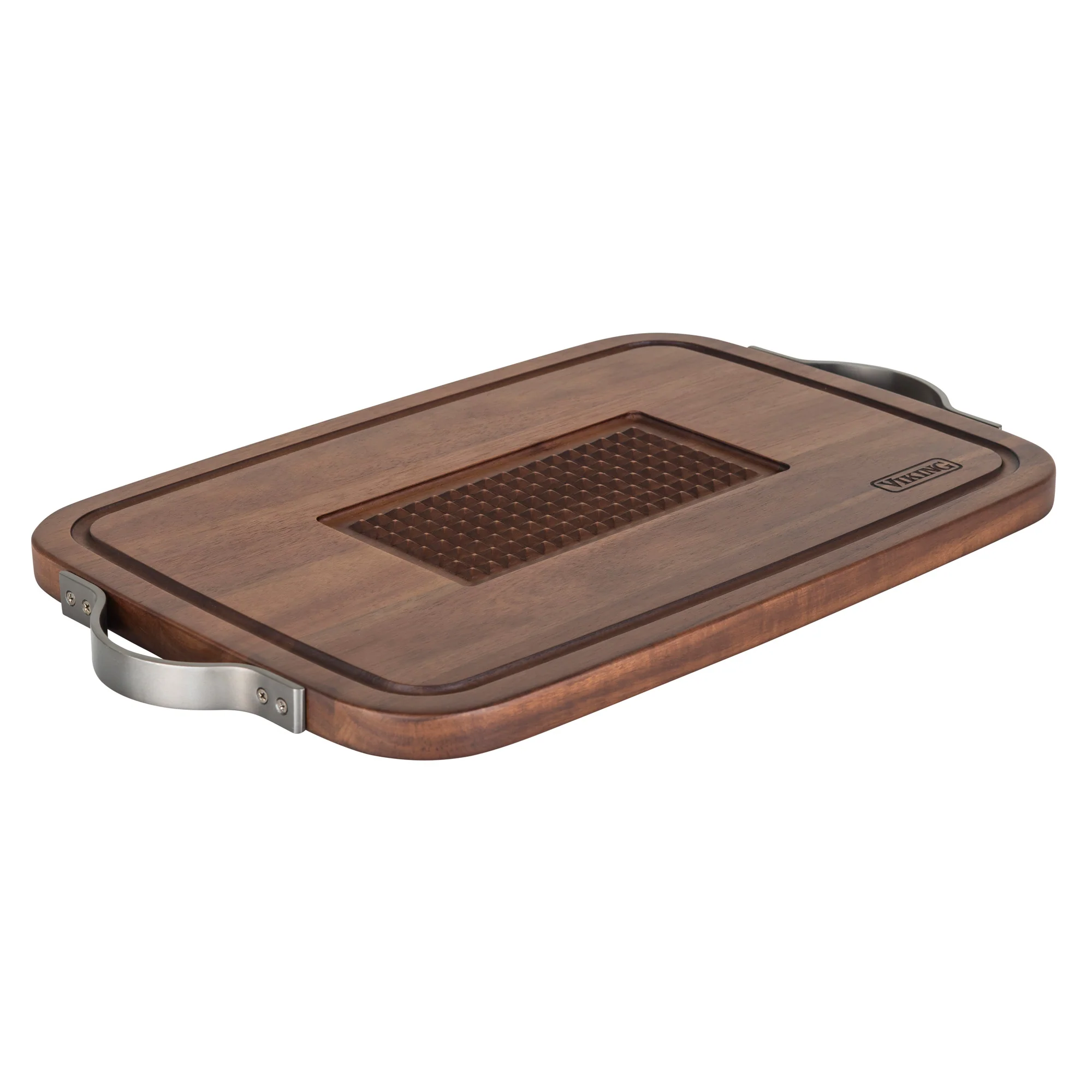 Viking Acacia Carving Board with Juice Well and Metal Handle - Image 3