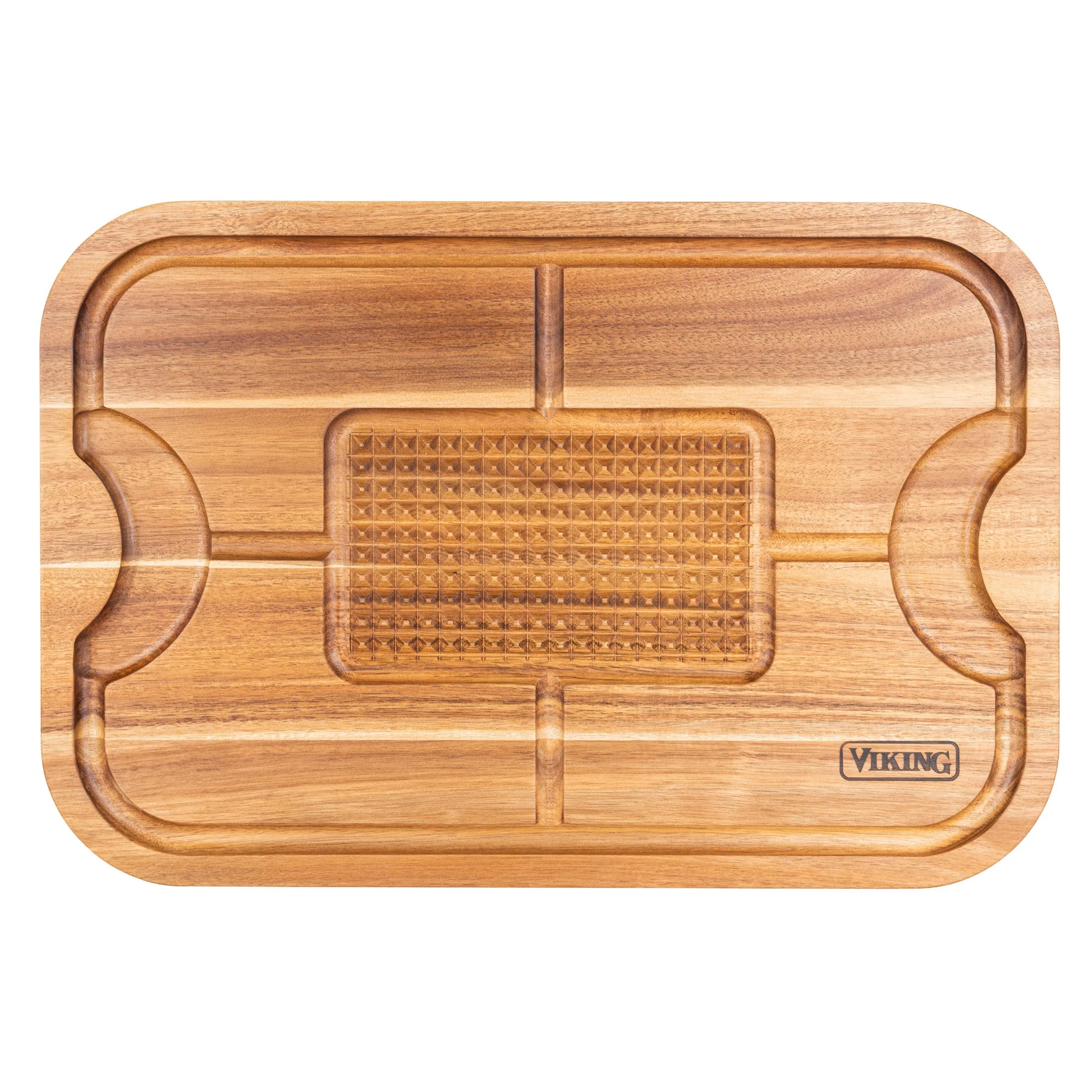 Viking Acacia Wood Cutting Board with 3-Piece Stainless Steel Carving Set - Image 3