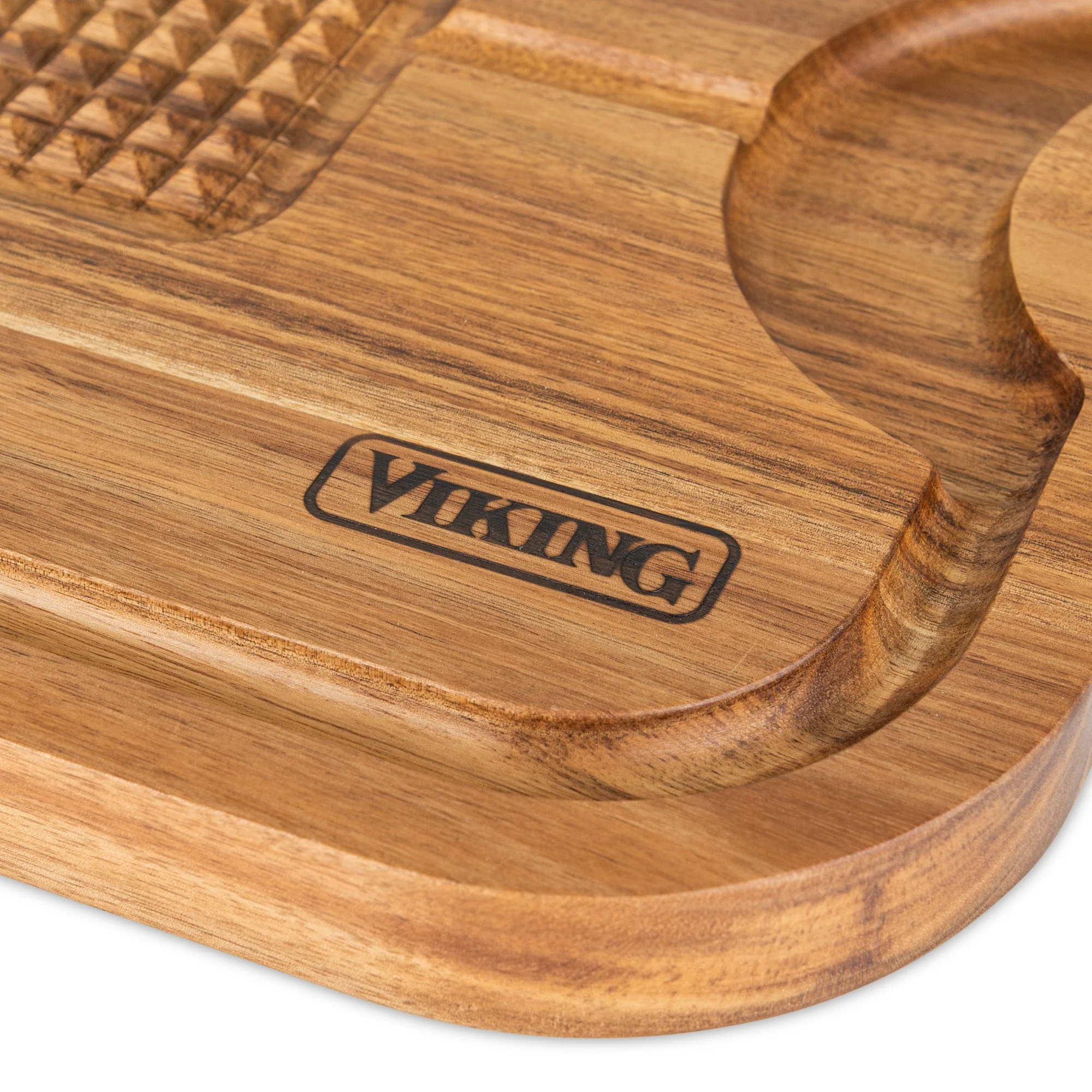 Viking Acacia Wood Cutting Board with 3-Piece Stainless Steel Carving Set - Image 5