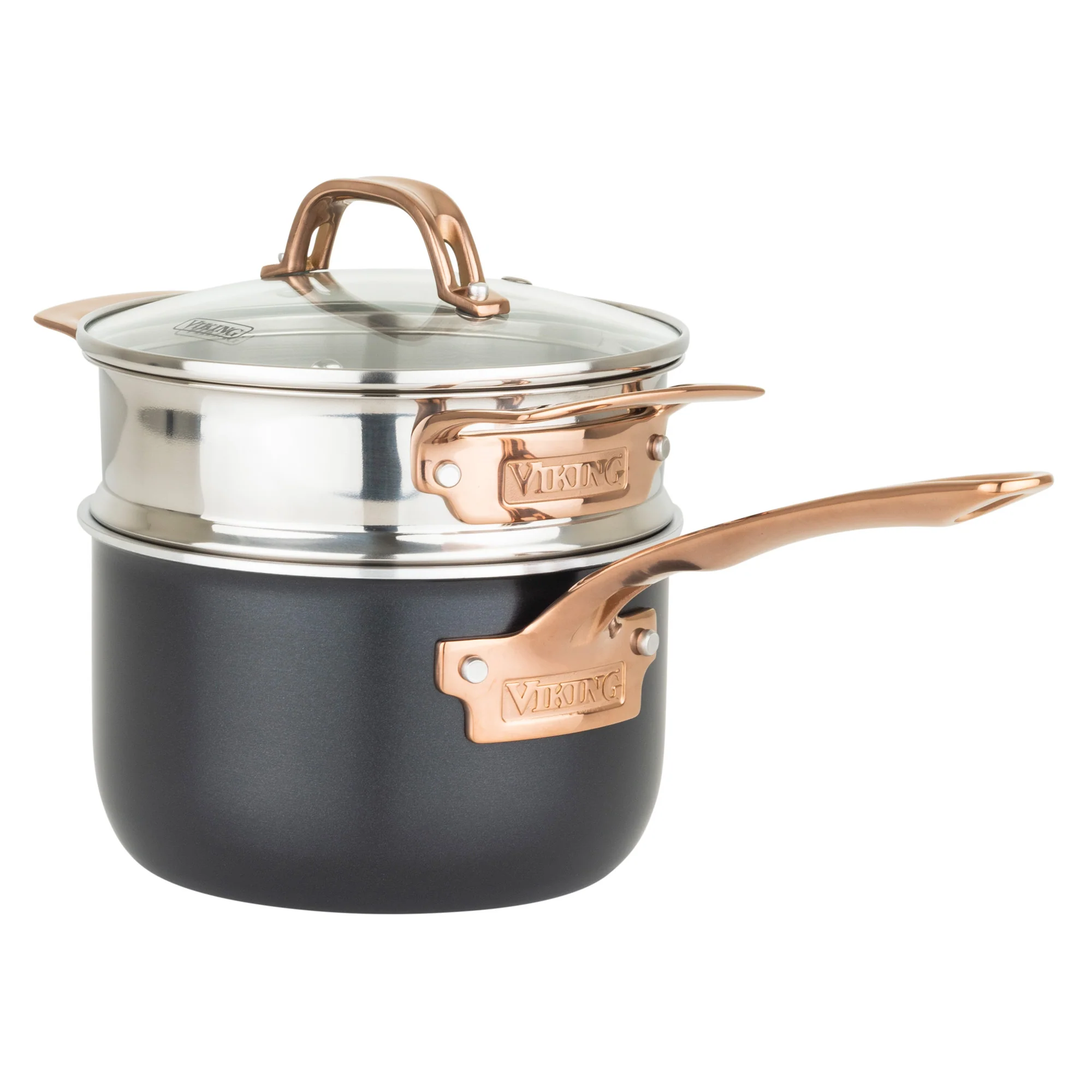 Viking 3-Ply 11 Piece Black and Copper Cookware Set with Glass Lids - Image 11