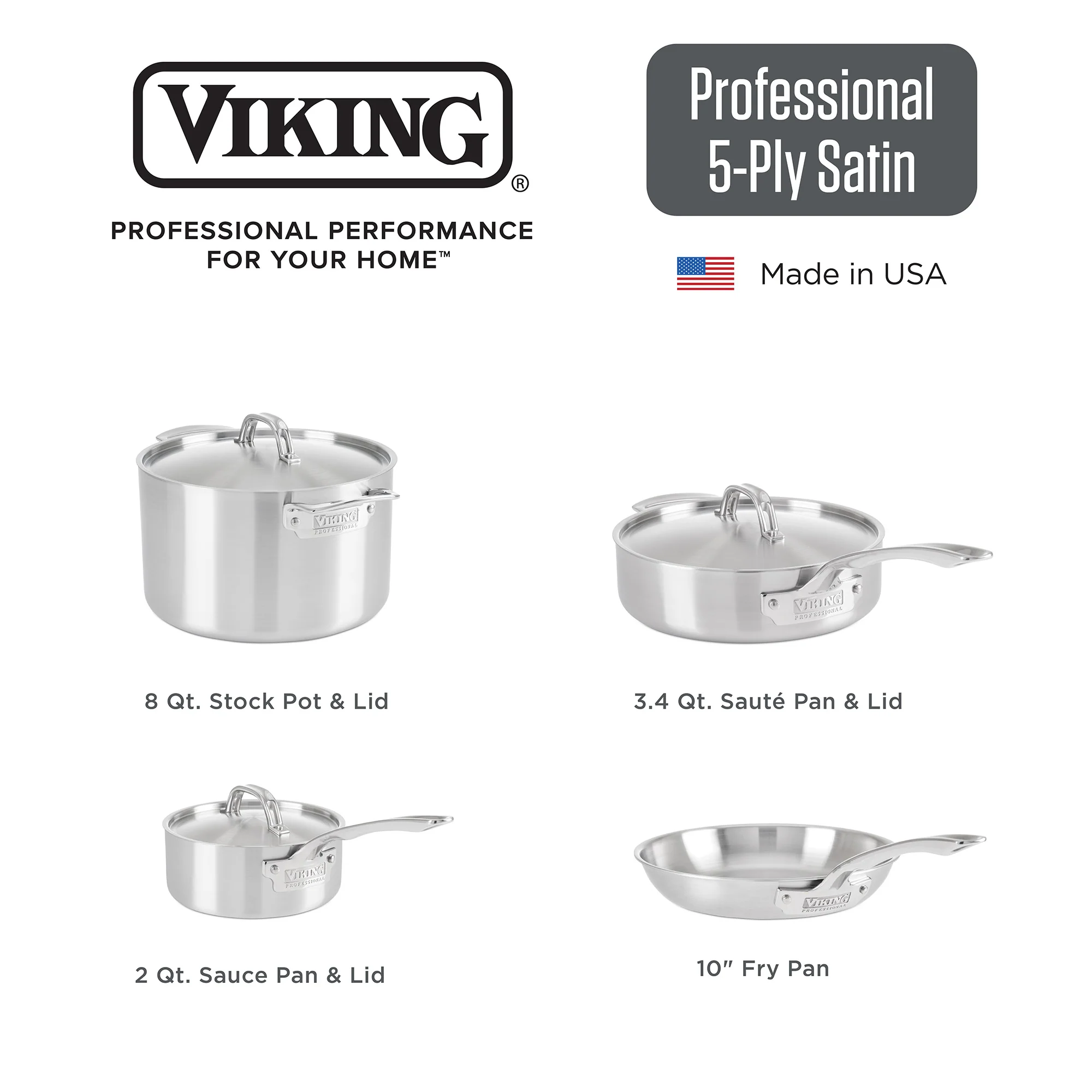 Viking Professional 5-Ply 7-piece Cookware Set - Image 4