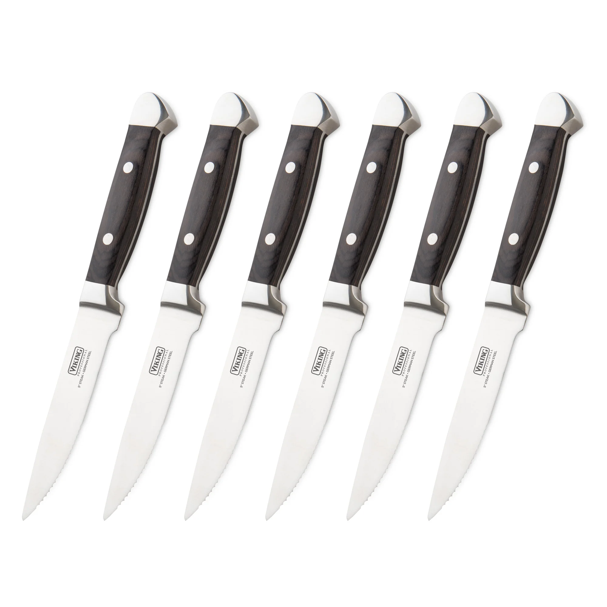 Viking Steakhouse Pakka Wood 6-Piece Steak Knife Set with Gift Box (Black) - Image 4