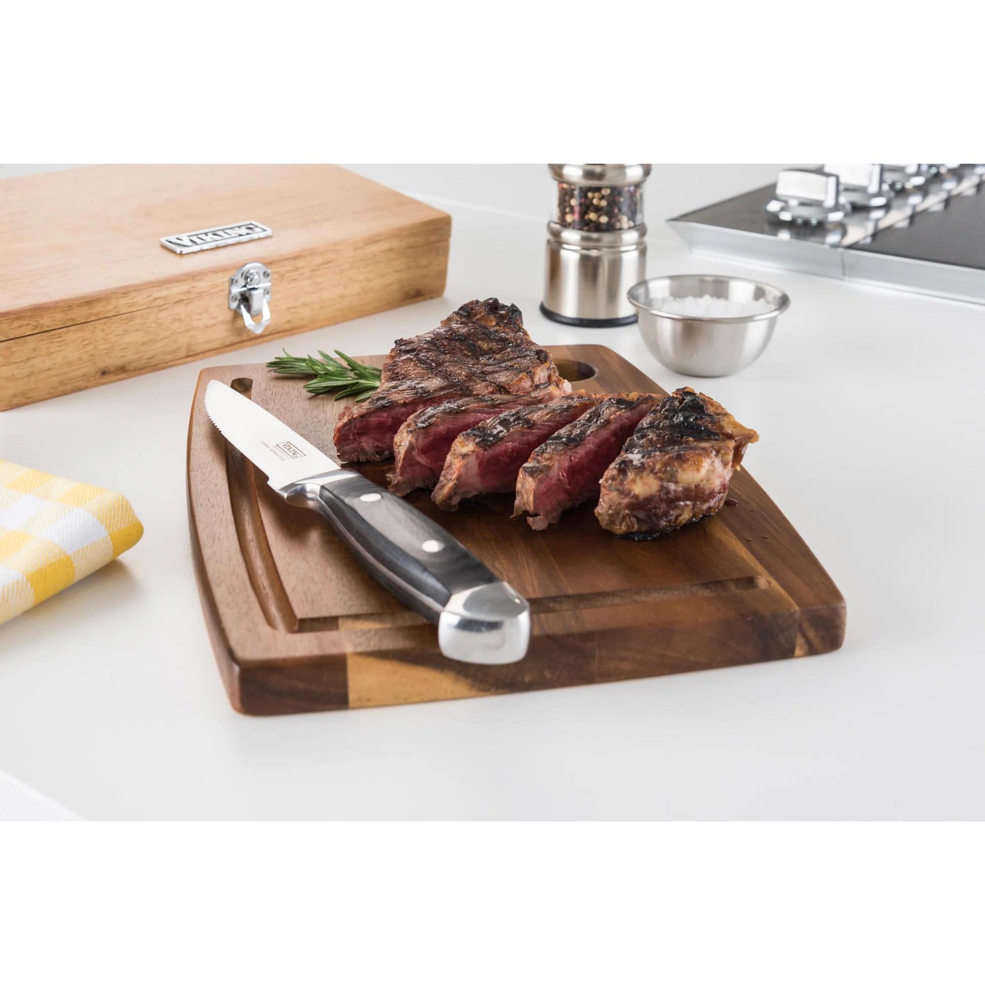 Viking Steakhouse Pakka Wood 6-Piece Steak Knife Set with Gift Box (Black) - Image 6