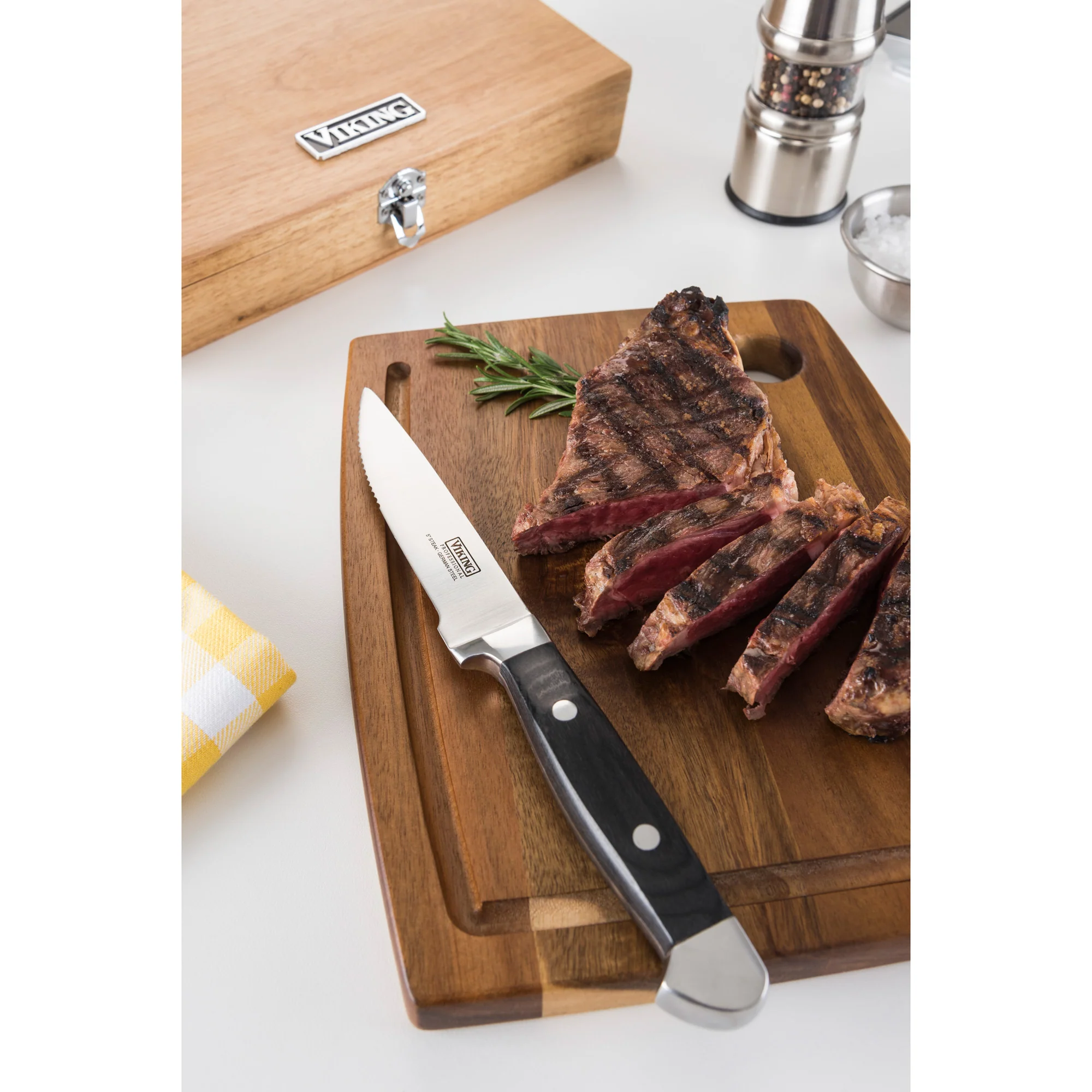 Viking Steakhouse Pakka Wood 6-Piece Steak Knife Set with Gift Box (Black) - Image 7