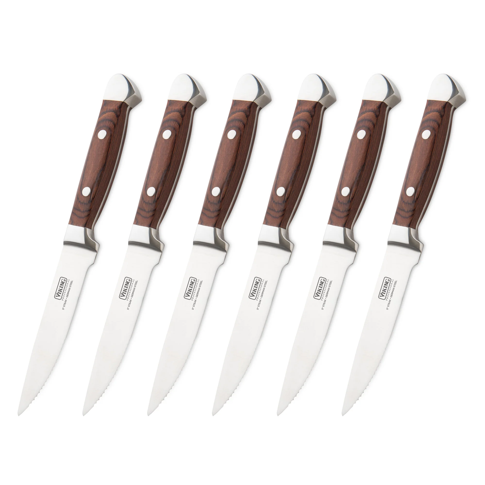Viking Steakhouse Pakka Wood 6-Piece Steak Knife Set with Gift Box (Red) - Image 4